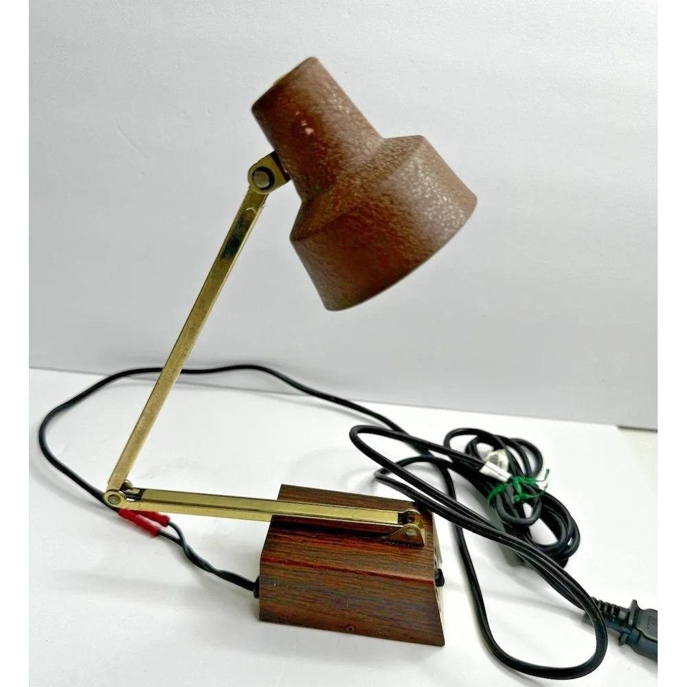Vintage Tensor Adjustable Desk Lamp Brown Faux Wood MCM Task Lamp 2 Settings USA